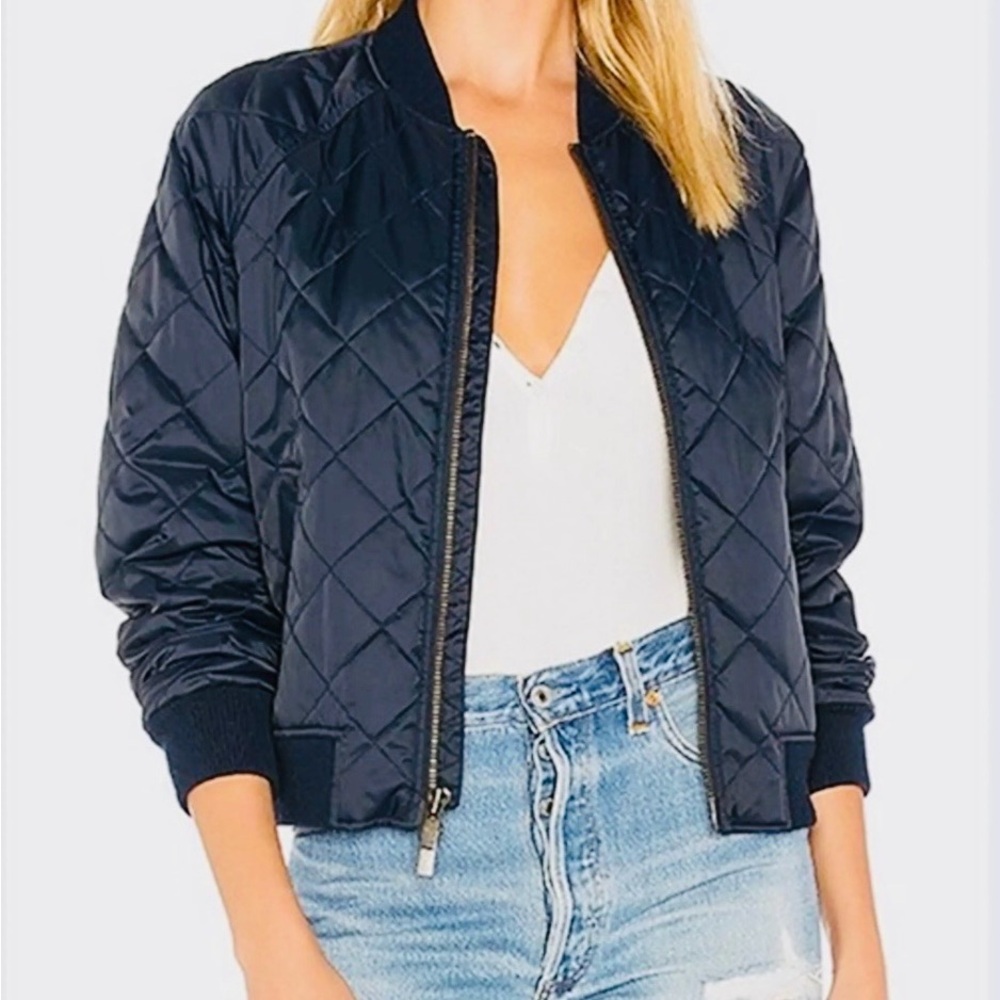 Vince Quilted Navy Bomber Jacket